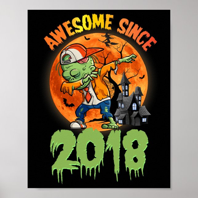 Póster 7.º cumpleaños Halloween Dabbing Zombie Impresiona (Frente)