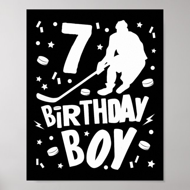 Póster 7.º cumpleaños niños de hockey sobre hielo Fiesta  (Frente)
