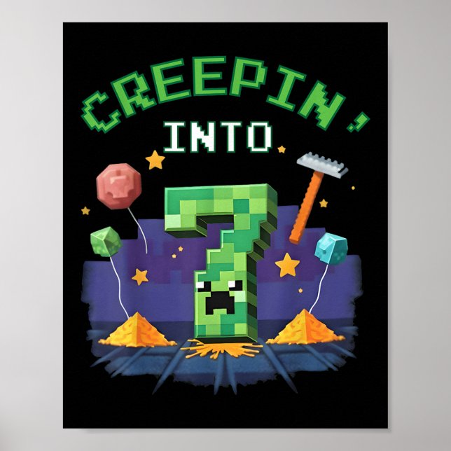 Póster 7.º Jugador de Cumpleaños Pixel Creepin en 7 Video (Frente)