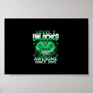 Póster 7.º Nacimiento Niño Video Gamer Nivel 7 Desbloquea