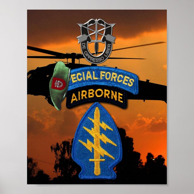 Póster 7.º parche de Green Berets de las Fuerzas Especial (Frente)