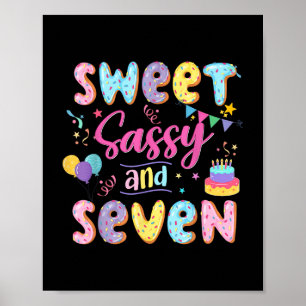Póster 7 Aniversario Chica Dulce Sassy Y Siete Donut 7 Ye