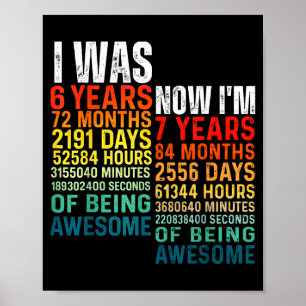 Póster 7 años 7 cumpleaños yo 6 ahora tengo 7 vintage 6 7