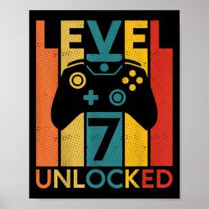 Póster 7 años Cumpleaños 7º Nivel Oferta de Juegos Desblo