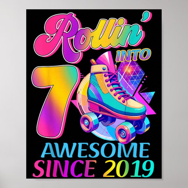 Póster 7 años increíble desde 2019 Tema Hockey Cumpleaños (Frente)