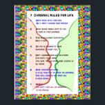 Póster 7 CARDINAL RULES FOR LIFE  Graphic Art Wisdom Text<br><div class="desc">7 CARDINAL RULES FOR LIFE</div>