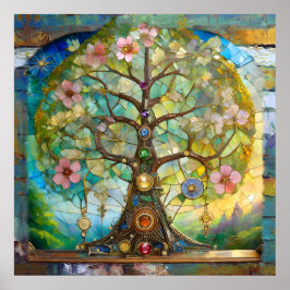 Póster 7 Chakra Blossoming Tree Of Life