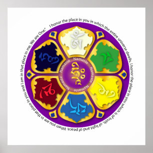 Póster 7 chakras Mandala y Om