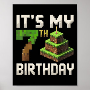 Póster 7 cumpleaños 7 años Gamer Pixel N
