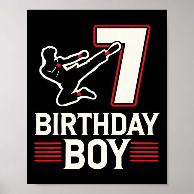 Póster 7 Cumpleaños Boy Karate Siete Años (Frente)