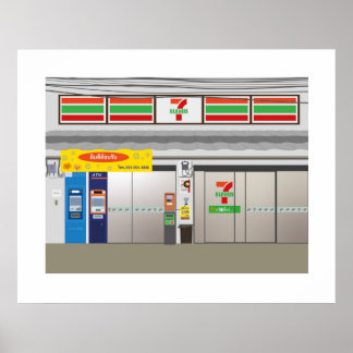 Póster 7-Eleven Storefront Bangkok Tailandia Travel