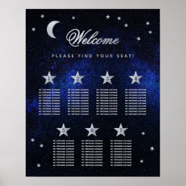 Póster 7 Mesa Cielo Estrellas Gráfico de Asientos de Boda