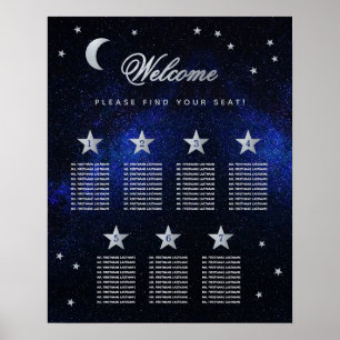 Póster 7 Mesa Cielo Estrellas Gráfico de Asientos de Boda