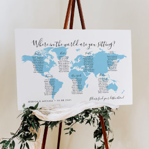 Póster 7 Mesas Mapa Mundial de Destinos Gráfico de Asient