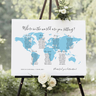 Póster 7 Mesas Mapa Mundial de Destinos Gráfico de Asient