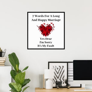 Póster 7 palabras para un matrimonio largo y feliz