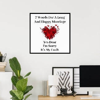 Póster 7 palabras para un matrimonio largo y feliz