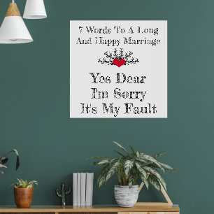 Póster 7 Palabras Para Un Matrimonio Largo Y Feliz