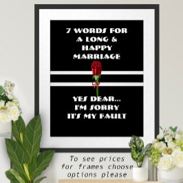 Póster 7 Palabras Para Un Matrimonio Largo Y Feliz