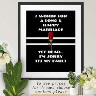 Póster 7 Palabras Para Un Matrimonio Largo Y Feliz