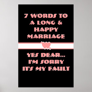Póster 7 Palabras Para Un Matrimonio Largo Y Feliz - Cart