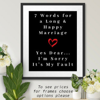Póster 7 Palabras Para Un Matrimonio Largo Y Feliz - Post