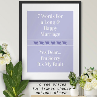 Póster 7 Palabras Para Un Matrimonio Largo Y Feliz - Póst