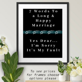 Póster 7 Palabras Para Un Matrimonio Largo Y Feliz - Póst