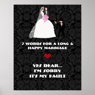 Póster 7 palabras para un matrimonio largo y feliz - Sí,