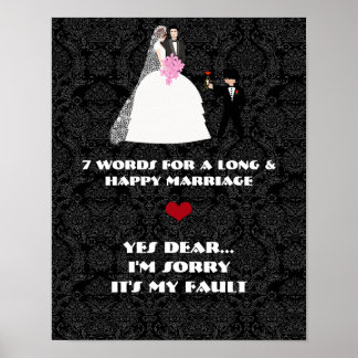 Póster 7 palabras para un matrimonio largo y feliz - Sí,