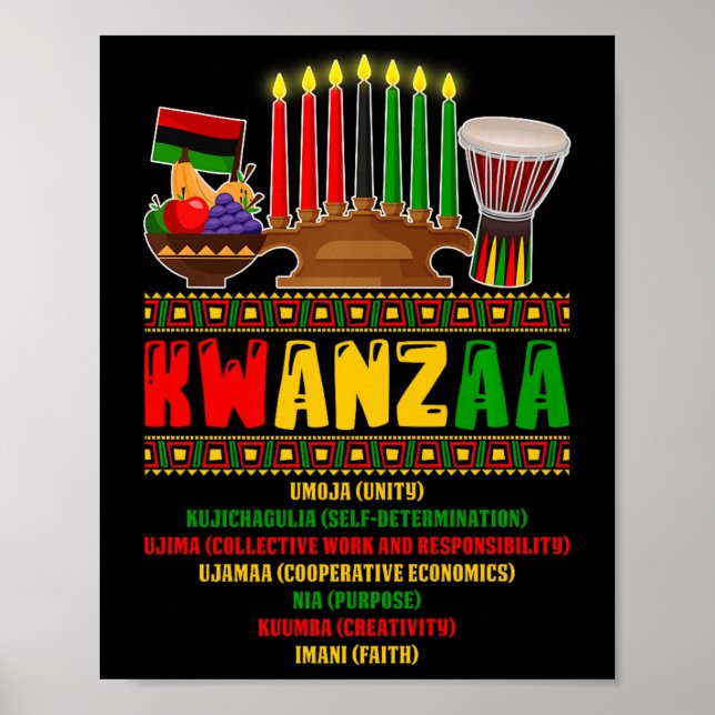 Póster 7 Principios De Kwanzaa Celebración Pan Africano (Frente)