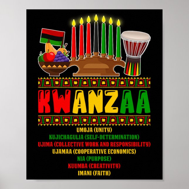 Póster 7 Principios De Kwanzaa Celebración Pan Africano (Frente)