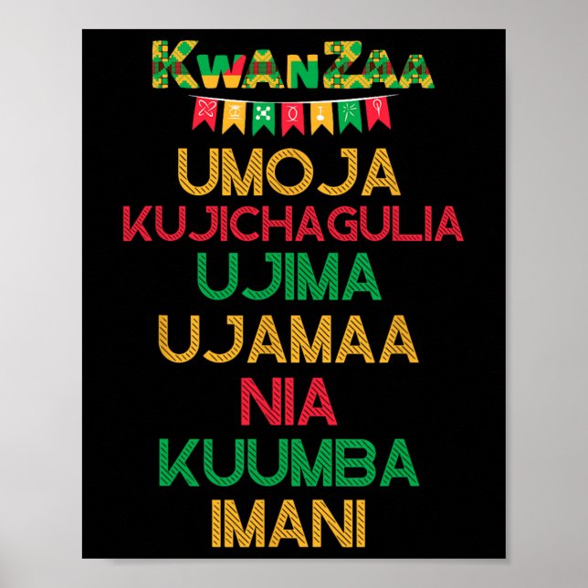 Póster 7 Principios De Kwanzaa Feliz Cand Africano De Kwa (Frente)