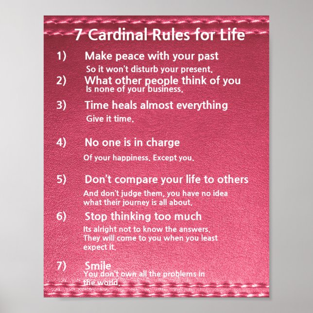 Póster 7 Reglas cardinales para la vida (Frente)