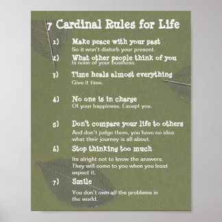 Póster 7 Reglas cardinales para la vida