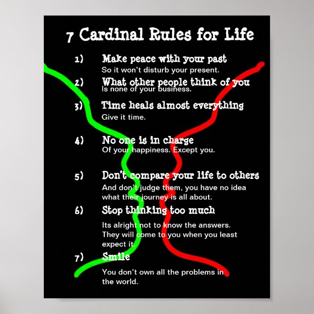 Póster 7 Reglas cardinales para la vida (Frente)