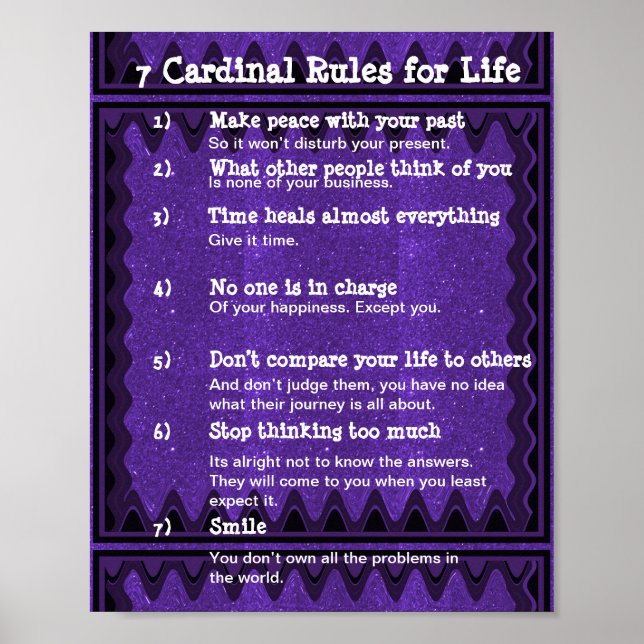 Póster 7 Reglas cardinales para la vida (Frente)