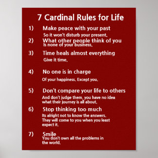 Póster 7 Reglas cardinales para la vida