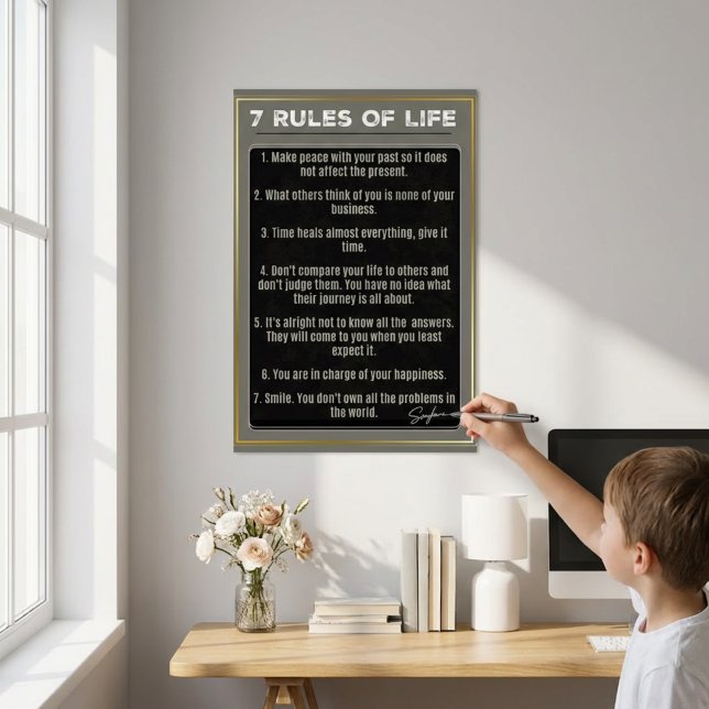 Póster 7 Reglas De Vida, Impresión, Papel Poster De Valor (7 Rules of Life Motivational Educational Wall Art)