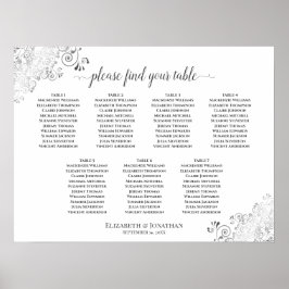 Póster 7 Tabla de asientos Boda blanco gráfico de asiento