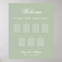 7 Tablas Sage Green Simple Boda Gráfico de asiento