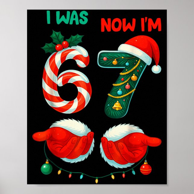 Póster 7 Year Old Birthday Shirt Was 6 Now Im 7 67 Funny  (Frente)