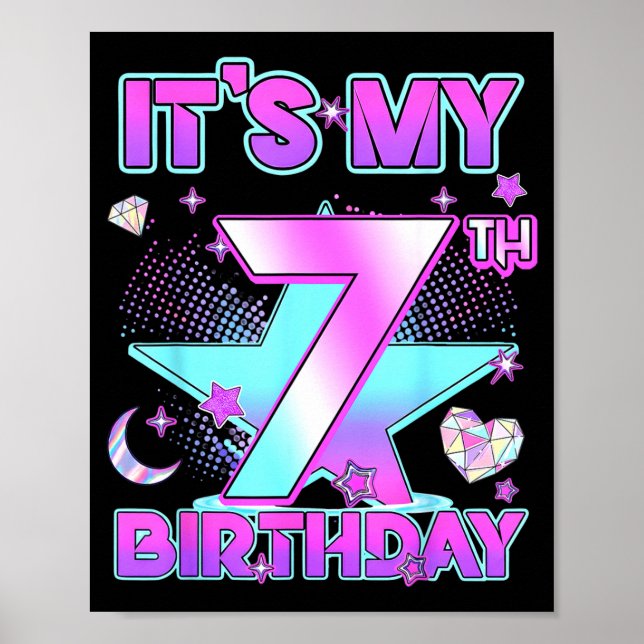 Póster 7 Years Old Birthday Kp Kids 7th Birthday Girls K- (Frente)
