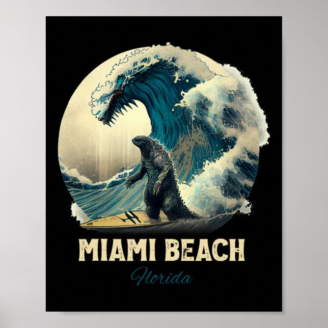 Póster 7Playa Miami Florida Surfear Tabla de surf  (Frente)