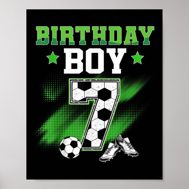 Póster 7th Birthday Boy Soccer 7 Year Old Sport 7yr Boys  (Frente)