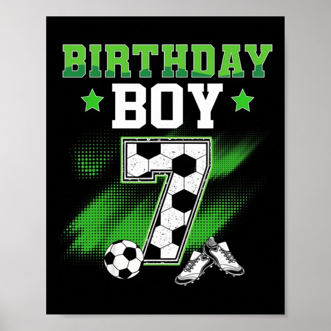 Póster 7th Birthday Boy Soccer 7 Year Old Sport 7yr Boys  (Frente)