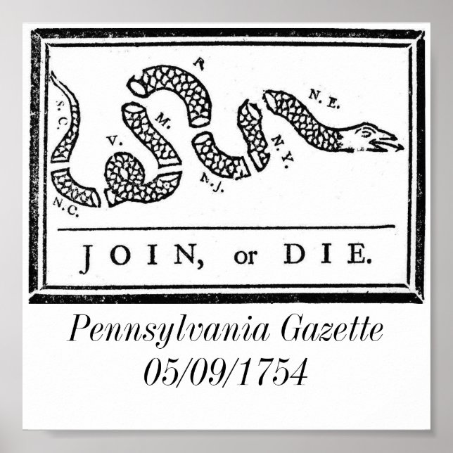 Póster 800px-Joinordie (800 x 554), Pennsylvania Gazet... (Frente)