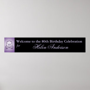 Póster 80.ª Personalizado de cumpleaños Poster de banner