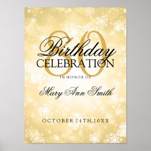 Póster 80.º Birthday Gold Winter Wonderland