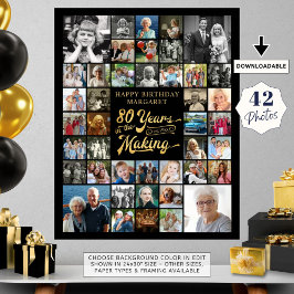 Póster 80.º cumpleaños 42 AÑOS DE Collage de fotos EN EL